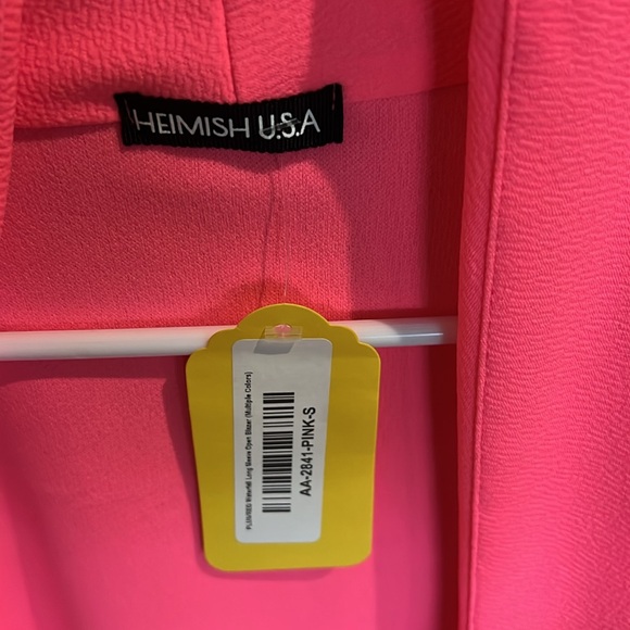 NWT Heimish SZ Ladies Long-Sleeve Waterfall Blazer in Pink - Picture 3 of 4